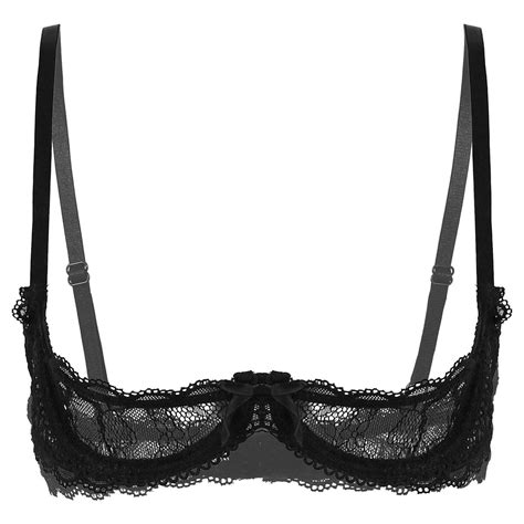Xnihocha Womens Lace Sheer Push Up Shelf Bra Lingerie Cup Underwired Bra Top Hollow Out