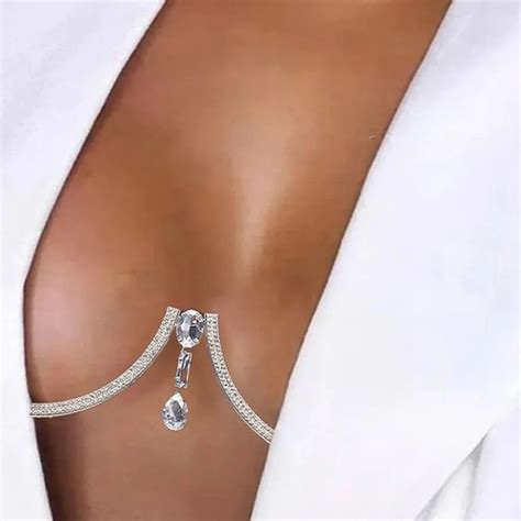 Sexy Body Chain Jewelry Harness Women Bikini Chest Necklace Rhinestone Crystal Ebay