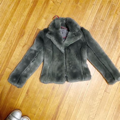 vintage gray fur coat faux fur fully lined depop