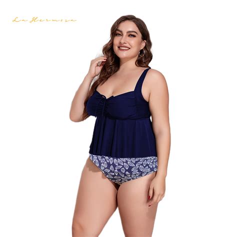 Hot Sexy Two Piece Bikini Floral Print With Chest Pad Without Underwire Plus Size Women Bathing