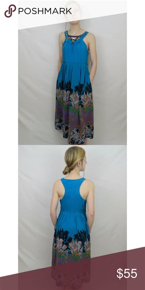 Nwt Moulinette Soeurs Blue Beaded Sz 4 Silk Dress