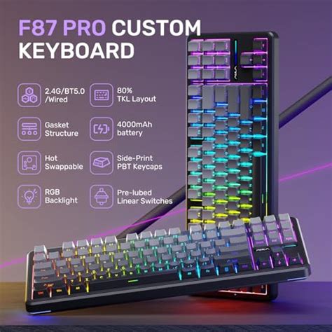 Snapklik F87 Pro Keyboard Tri Mode Bluetooth 2 4GHz USB C Gasket Hot Swappable Custom