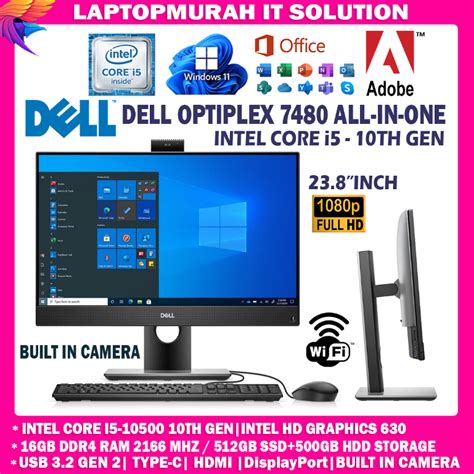 Dell Optiplex 7480 Aio Desktop Intel Core I5 10th Gen 238inch