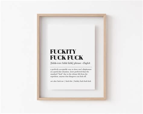 Fuckity Fuck Definition Print Funny Home Decor Fuck Poser Etsy
