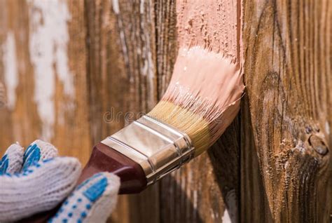 Painting Wooden Surface with a Brush Stock Photo - Image of renovate, fixing: 117498114