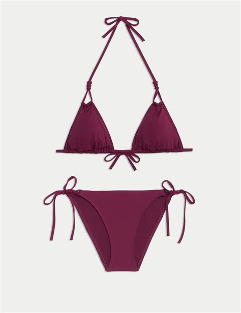 Knot Front Triangle Bikini Set M S