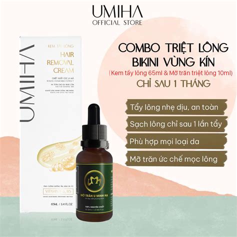 Mua Tẩy Triệt Lông Vùng Kín Bikini Vĩnh Viễn Umiha Combo Mỡ Trăn