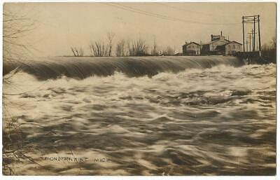 Constantine Michigan Mi St Joseph River Dam Rppc Real Photo C