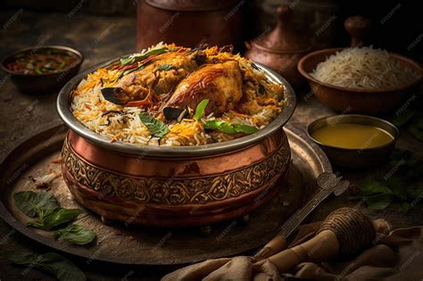 premium ai image hyderabadi chicken biryani food