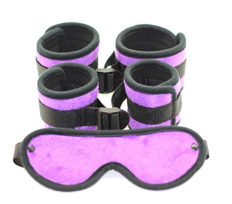 Aliexpress Buy Velvet Sex Restraints Kit Furry Handcuffs Ankle Cuffs And Blindfold Soft