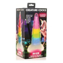 Creature Cocks Uni Glow Glow In The Dark Rainbow Silicone Dildo Sex Toys Adult Novelties