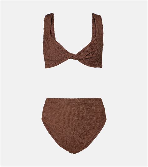 Jamie Gathered Bikini In Brown Hunza G Mytheresa