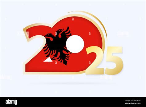 Year 2025 with Albania Flag pattern. Vector Illustration Stock Vector
