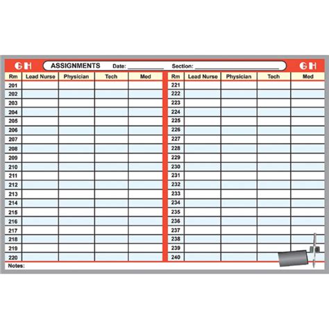 Hospital Room Whiteboard Assign Staff To Patient Rooms