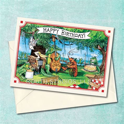 Louisiana Birthday Card Zydeco Birthday Celebration By Artist Craig