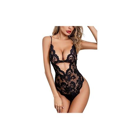 ADSEXY Intimo Donna Sexy Lingerie Pizzo Body Da Donne Spalline Regolabili V Profonda Lingerie