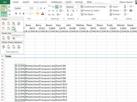 excel paste  link  paste special transpose  data excel  work
