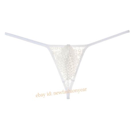 Men S Micro Thong Underpants See Through Lace Pouch G String Tangas Bikini Pants Ebay