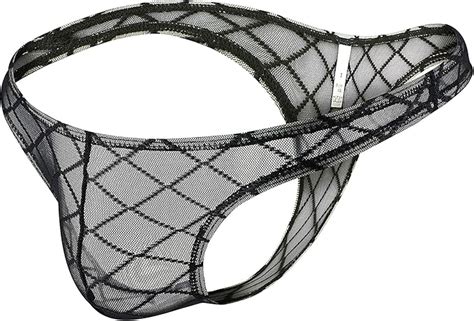 Papapai Mens See Through Fishnet Mesh Openwork Buckled Bikini Briefs G String Thongs Underwear