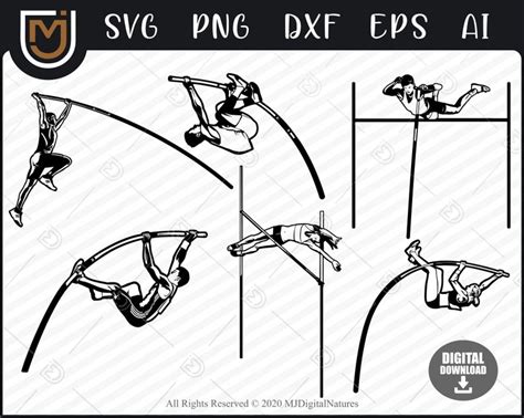 Pole Vault Svg 6 Athletes Pole Jumping Svg Track And Field Etsy