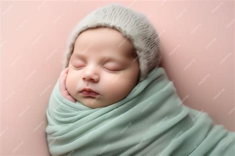 Premium Photo Sleeping Newborn Baby Girl In Headband On Fur Background