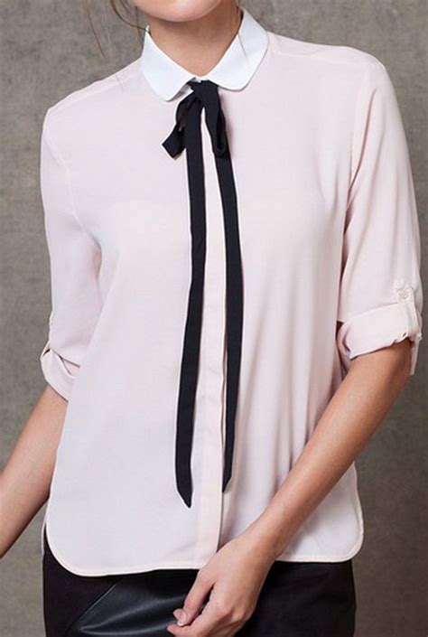 Bow Tie Nude Pink Shirt Rs 1800 Camisas Con Lazo Camisa De Moda Camisas