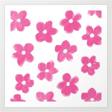 Preppy Pink Flowers Minimalist Pattern Art Print by cadinera | Society6