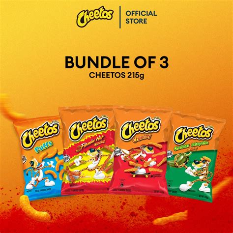 Bundle Of Cheetos Crunchy Cheese Puffs Corn Cheddar Jalepeno Flamin Hot Crunchy G