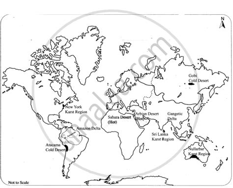 On The Given Outline Map Of The World Mark The Following Any Two