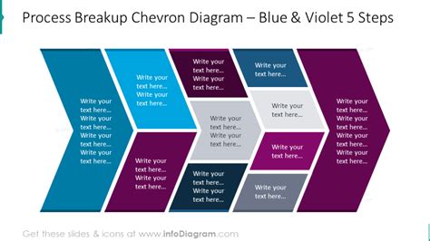 Process Chevron Diagram Illustrated With Blue And Violet Steps Arrow