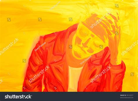 Ambiguous Person Rubbing Their Forehead In Stress Stock Photo 78125377