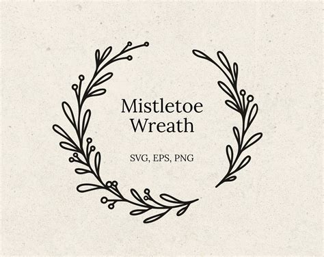 Mistletoe Wreath Svg Hand Painted Holiday Frame Christmas Cut File