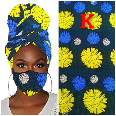 Ankara Head Wrap African Print Head Wraps Mask Set Ankara Etsy