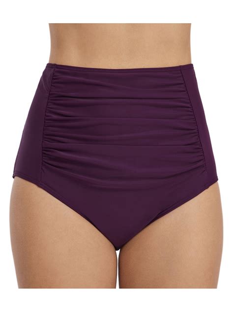 Csndyce Sexy High Waisted Tummy Control Swimwear Bottoms Retro Ruched Bikini Adult Female