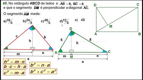 Exercicio De Relações Metricas No Triangulo Retangulo