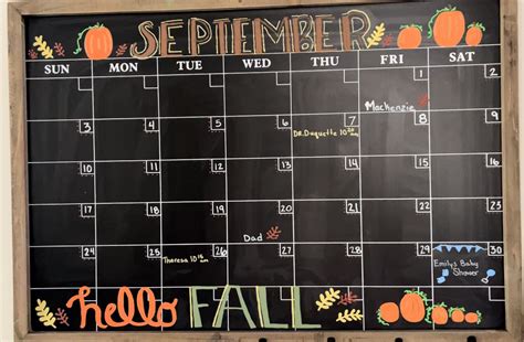 September Calendar Chalkboard Calendar September Calendar September