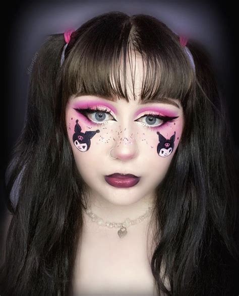 Kuromi makeup in 2022 | Makeup, Face makeup, Halloween face makeup