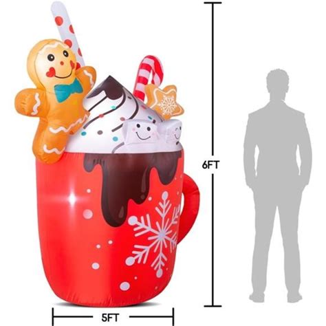 Holiday 6 Ft Christmas Inflatable Hot Cocoa Mug Decor With Builtin