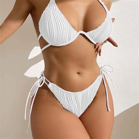 Idall Bikini Sets Bathing Suit Swim Halter Triangle Tie Side Bikini Swimsuit Womens Swimsuits