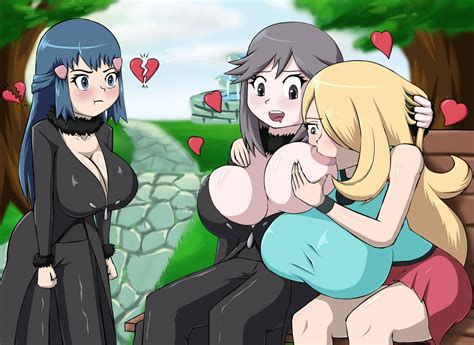 Cynthia Pokemon Dawn Pokemon Leaf Pokemon Huge Hentai Boobs