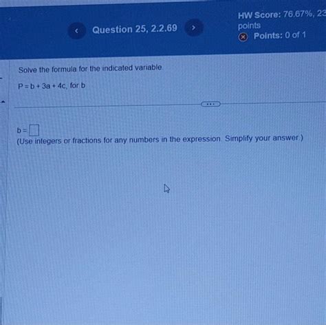 Solved Solve The Formula For The Indicated Variable