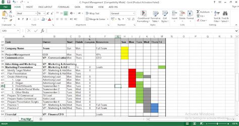 Project Plan Excel Template