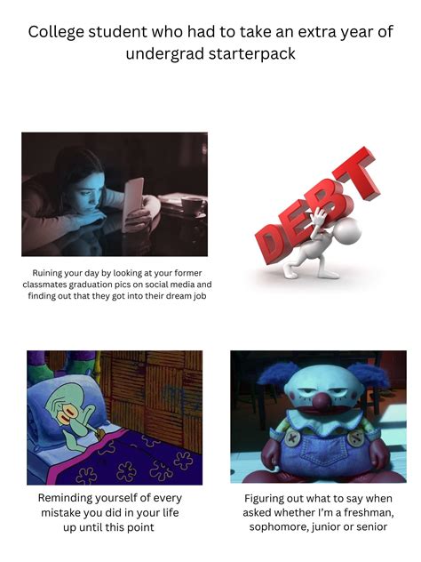 College student who had to take an extra year of undergrad starterpack