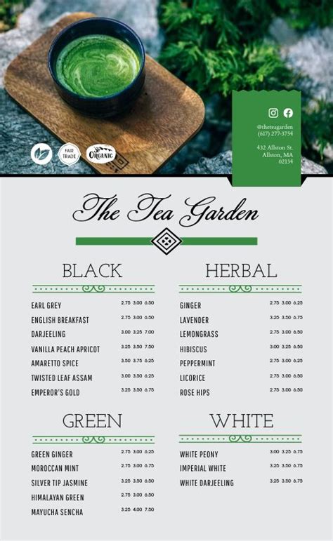 Tea Garden Menu Design Template by MustHaveMenus