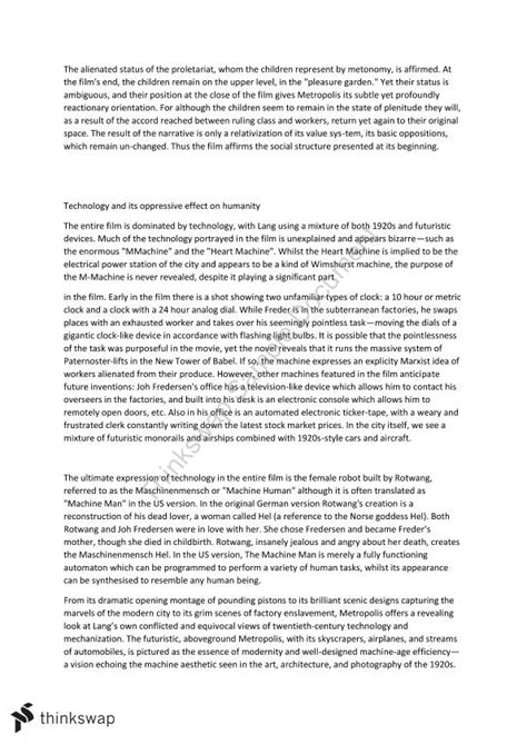 Module A Metropolis Analysis | English (Advanced) - Year 12 HSC | Thinkswap