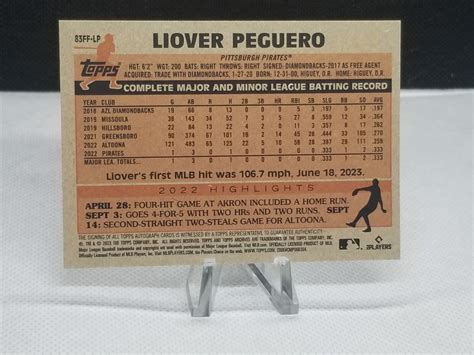 2023 Topps Archives LIOVER PEGUERO 1983 Fan Favorite Rookie Auto RC