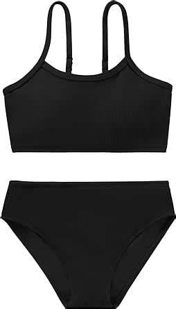 Amazon Adarl Girl S Piece Swimsuit Solid Spaghetti Strap Bikini Sets Beach Bathing Suit
