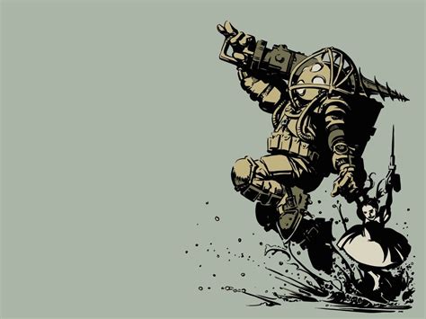 drawing illustration cartoon big daddy bioshock art sketch hd