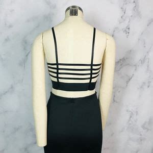 Bebe Tops Bebe Nude Black Strappy Bralette Crop Top Poshmark