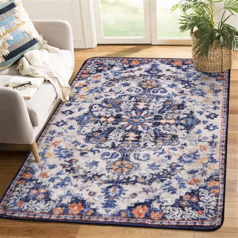 Amazon Lahome Bohemian Floral Medallion Area Rug 4x6 Blue